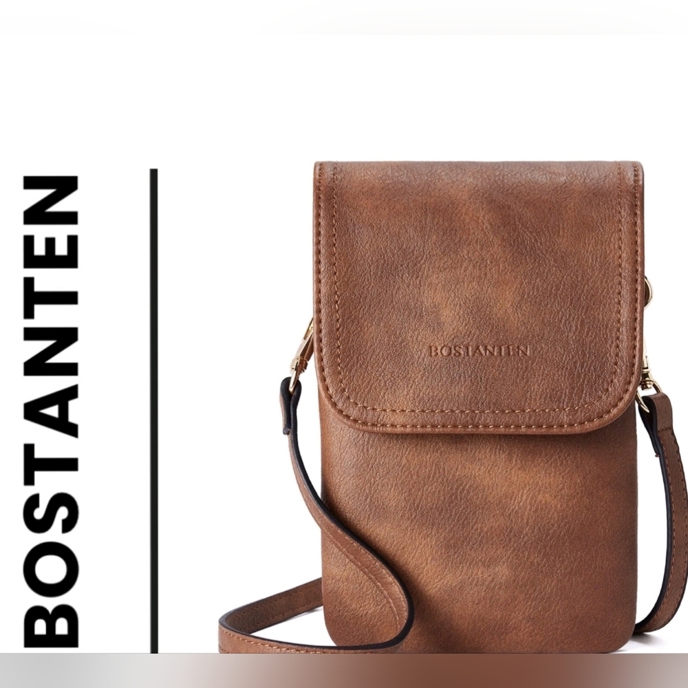BOSTANTEN Tan Leather Messenger Bag for Men